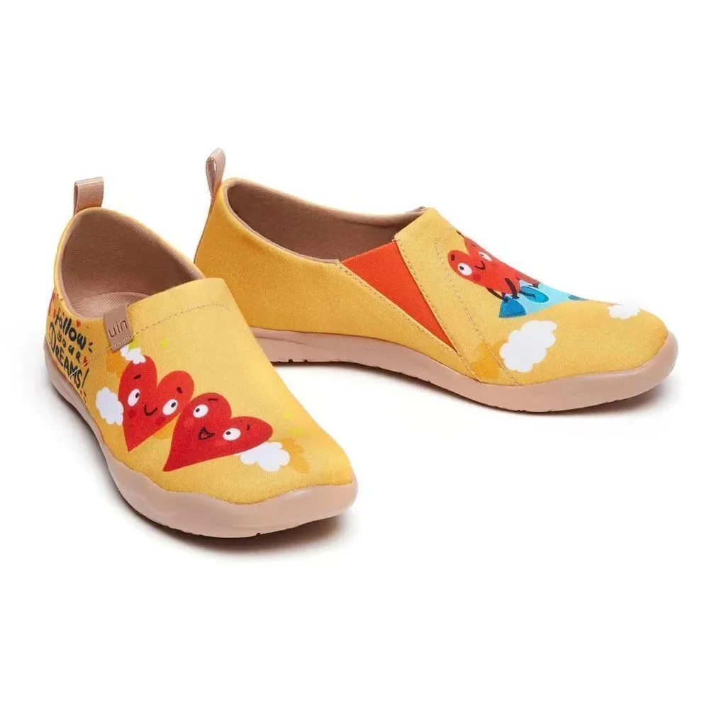 UIN Women's Walking Shoes Slip On Canvas Casual Loafers (Love You to the Moon)